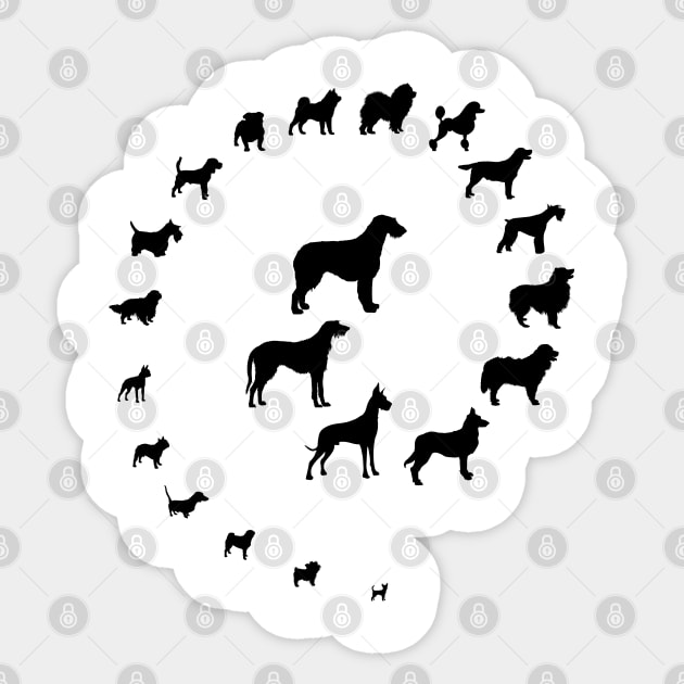 Spiral of dog breeds from large to small Sticker by tsd-fashion